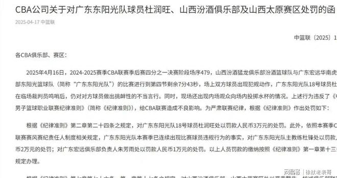 CBA公司对浙江广厦俱乐部罚款12万元的简单介绍